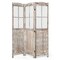 Coffee Wood Metal Folding Room Divider with Mesh Panels